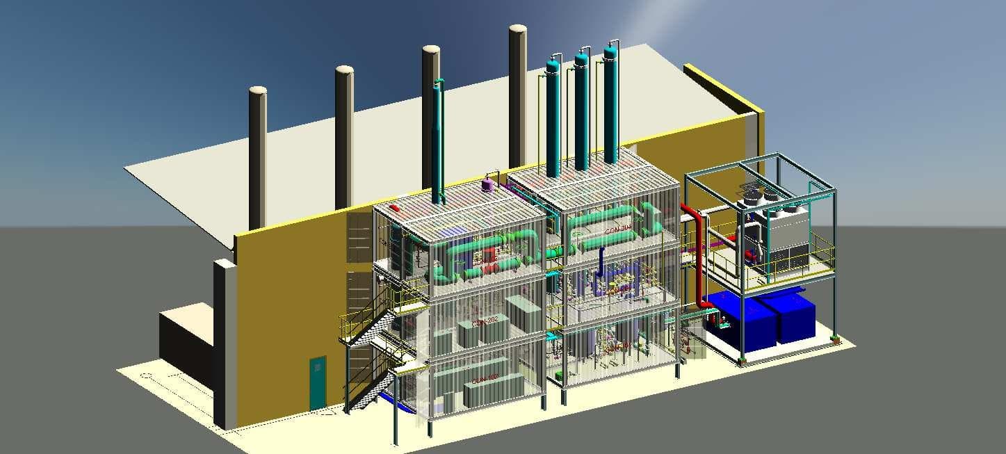 3D render of the Hovyu CO₂-capture plant at Barcelona Airport Terminal 1